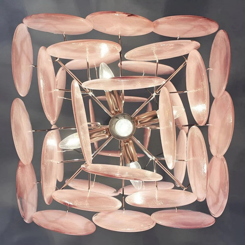 Lorina Pink Vintage Glass Chandelier