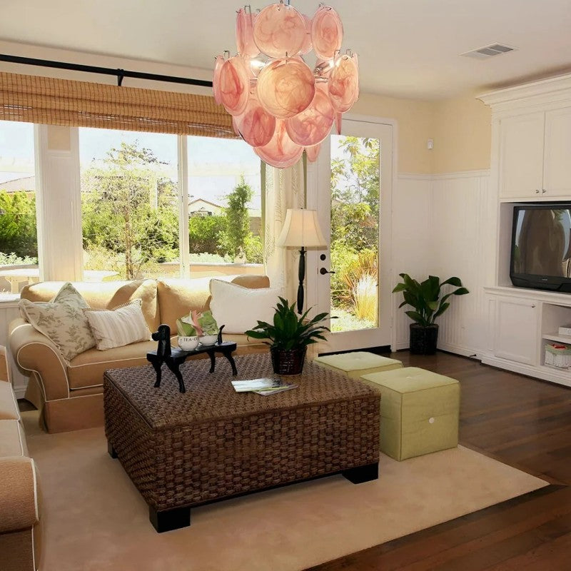 Lorina Pink Vintage Glass Chandelier