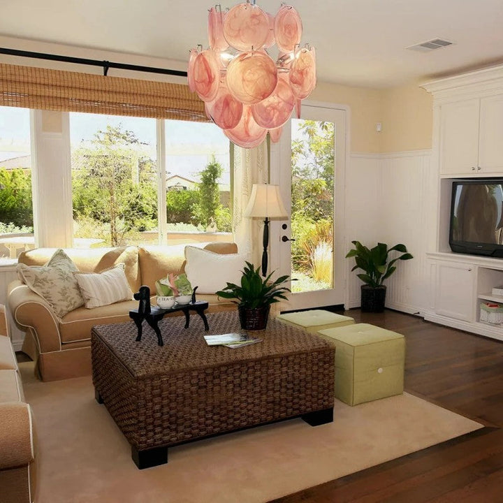 Lorina Pink Vintage Glass Chandelier