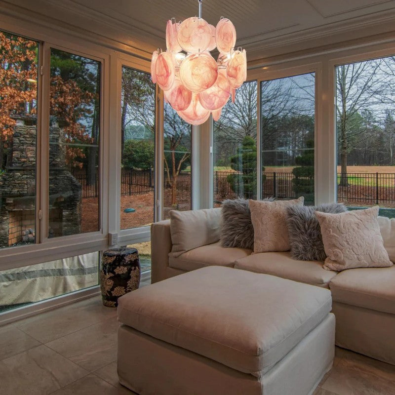 Lorina Pink Vintage Glass Chandelier