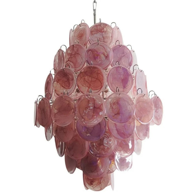 Lorina Pink Vintage Glass Tiered Chandelier