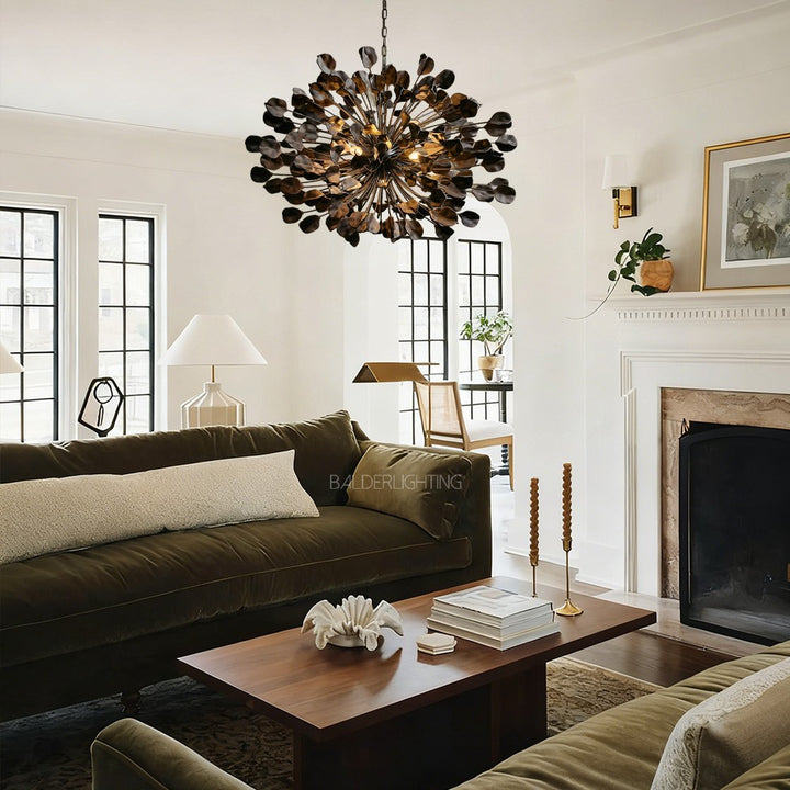 Lunaria Ceramic Leaves Chandelier 42"D