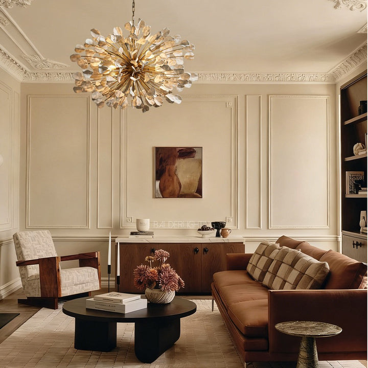 Lunaria Ceramic Leaves Chandelier 42"D