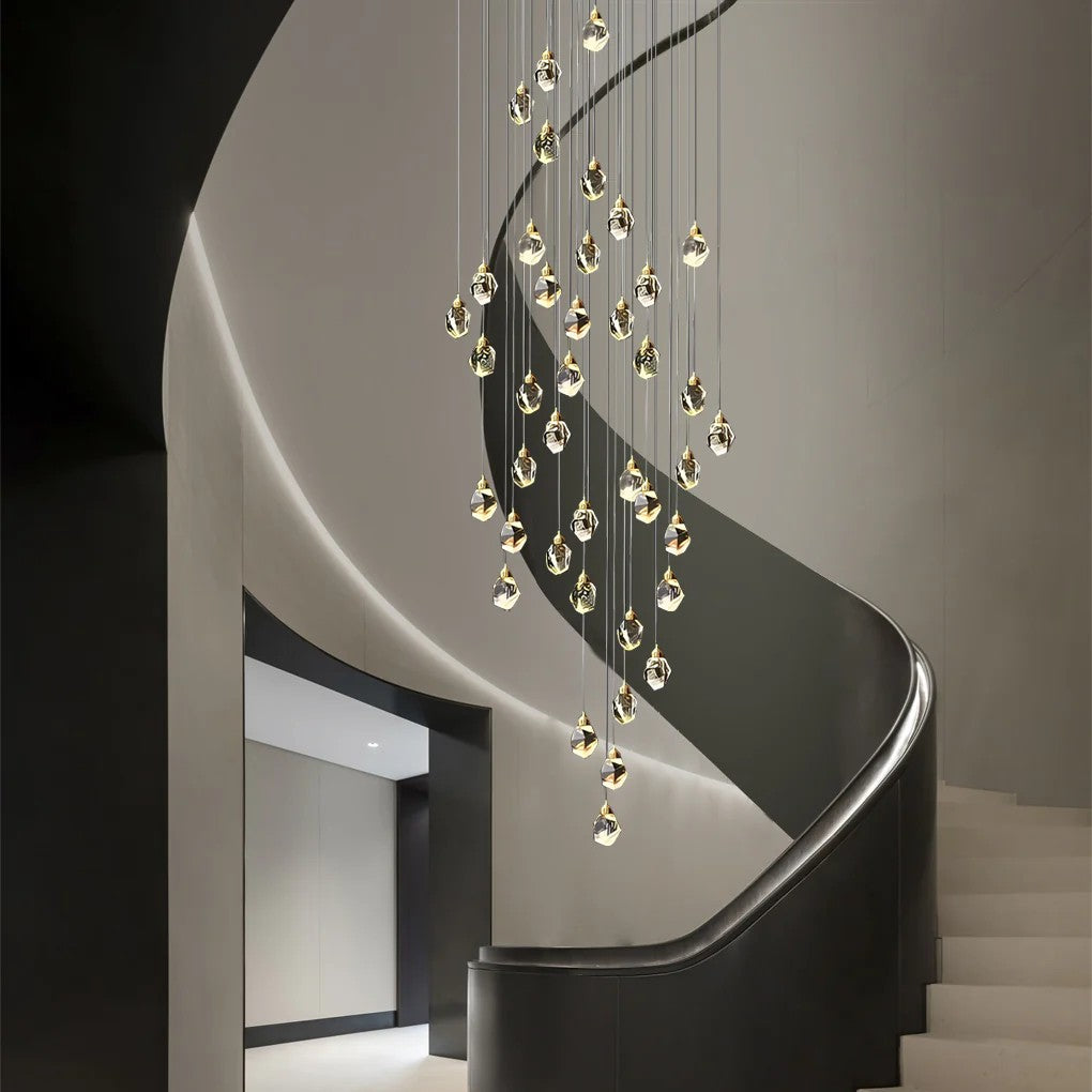 Luxury Staircase Chandelier Modern Spiral Crystal High Ceiling Light