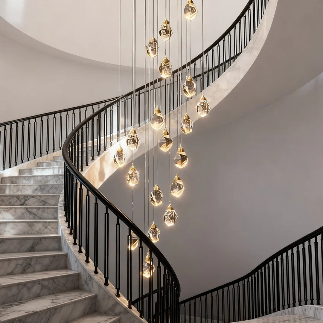 Luxury Staircase Chandelier Modern Spiral Crystal High Ceiling Light