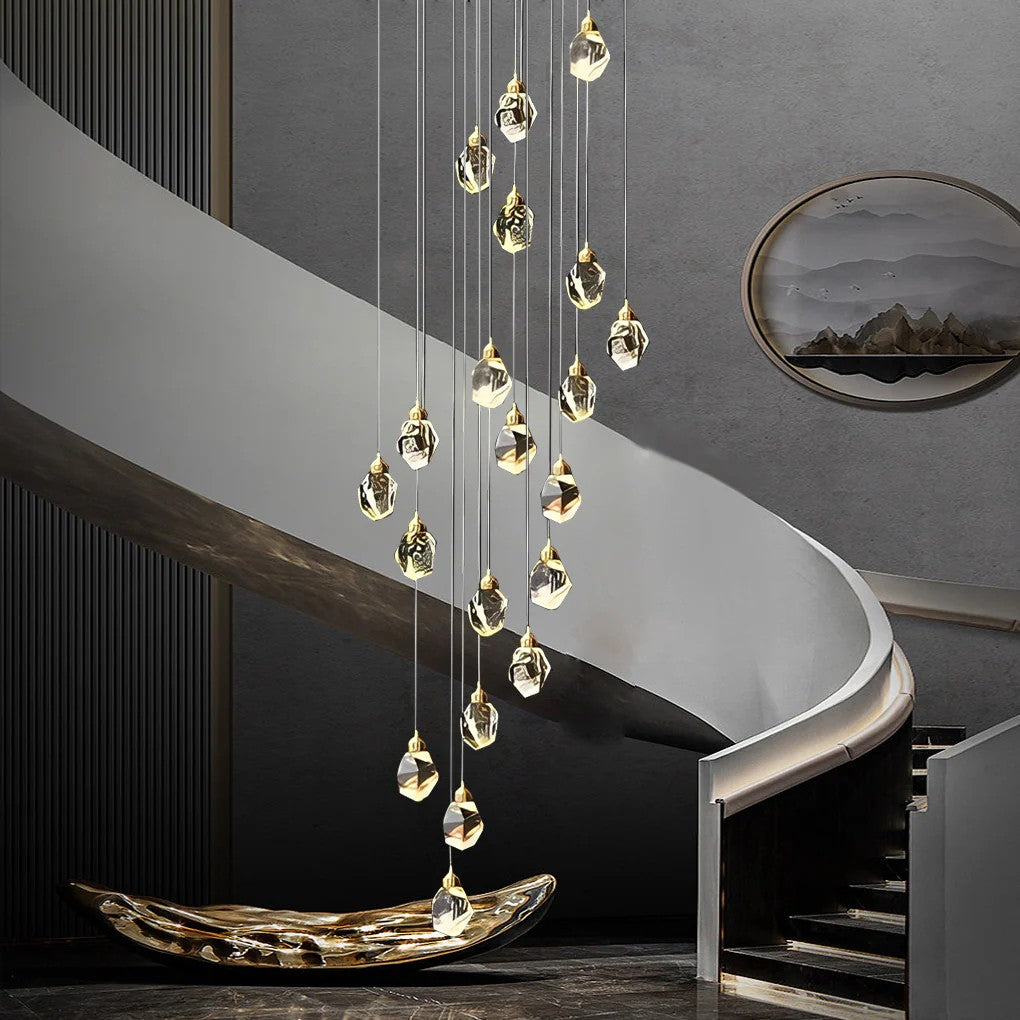 Luxury Staircase Chandelier Modern Spiral Crystal High Ceiling Light