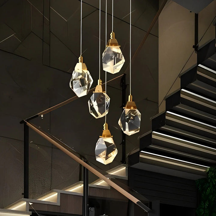 Luxury Staircase Chandelier Modern Spiral Crystal High Ceiling Light