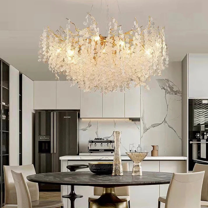 Luxury Branches Crystal Frosted Glass Chandelier