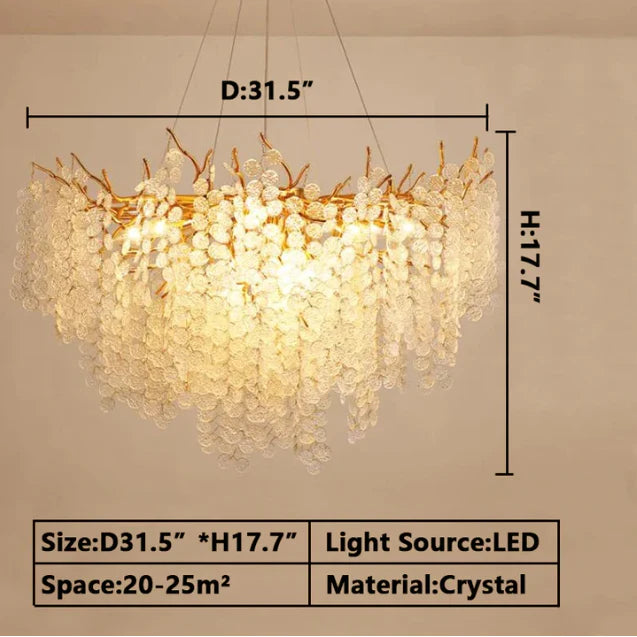 Luxury Branches Crystal Frosted Glass Chandelier