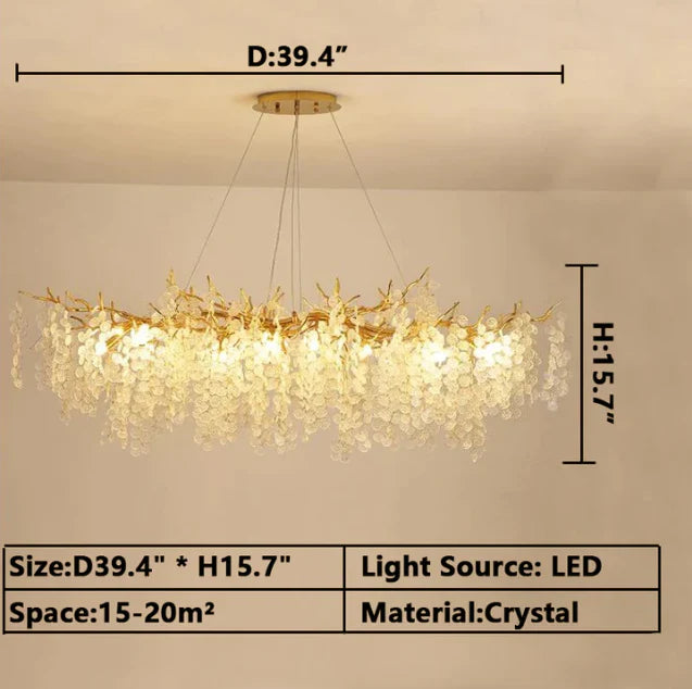 Luxury Branches Crystal Frosted Glass Chandelier