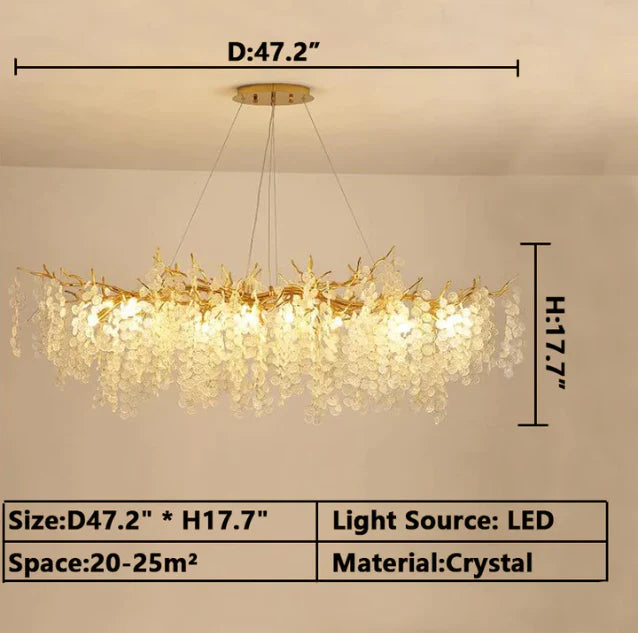 Luxury Branches Crystal Frosted Glass Chandelier