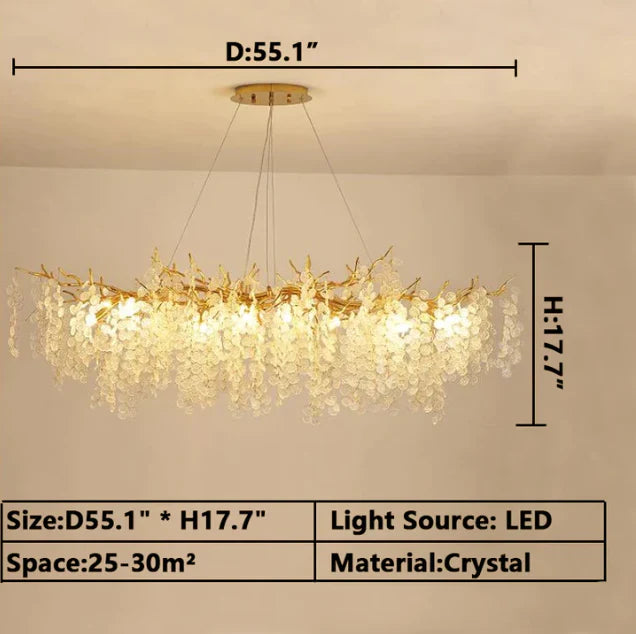 Luxury Branches Crystal Frosted Glass Chandelier