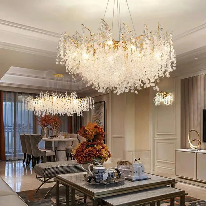 Luxury Branches Crystal Frosted Glass Chandelier