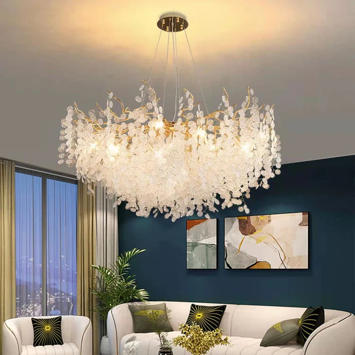 Luxury Branches Crystal Frosted Glass Chandelier