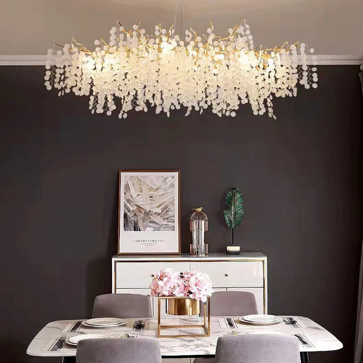 Luxury Branches Crystal Frosted Glass Chandelier