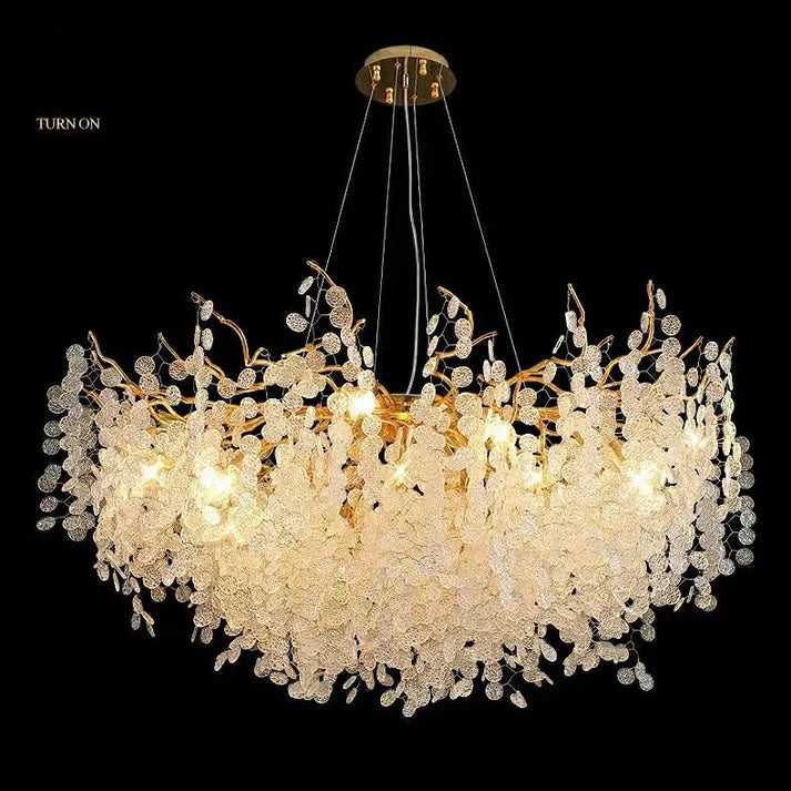 Luxury Branches Crystal Frosted Glass Chandelier
