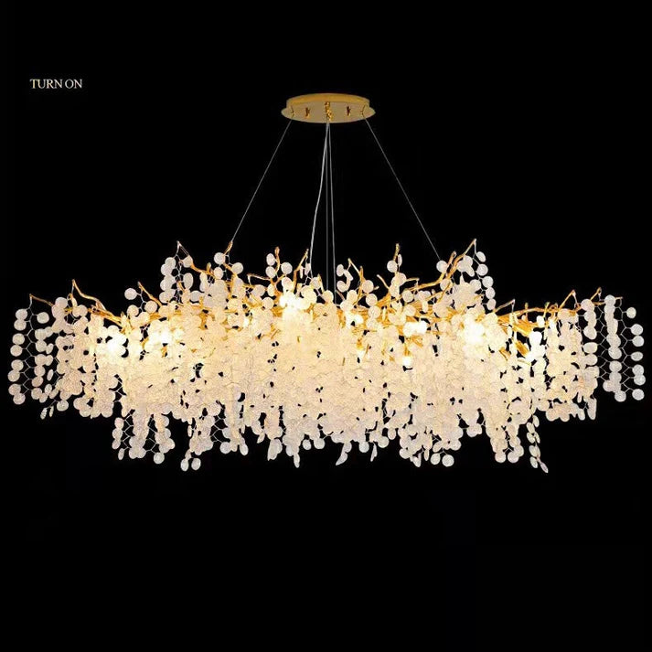 Luxury Branches Crystal Frosted Glass Chandelier