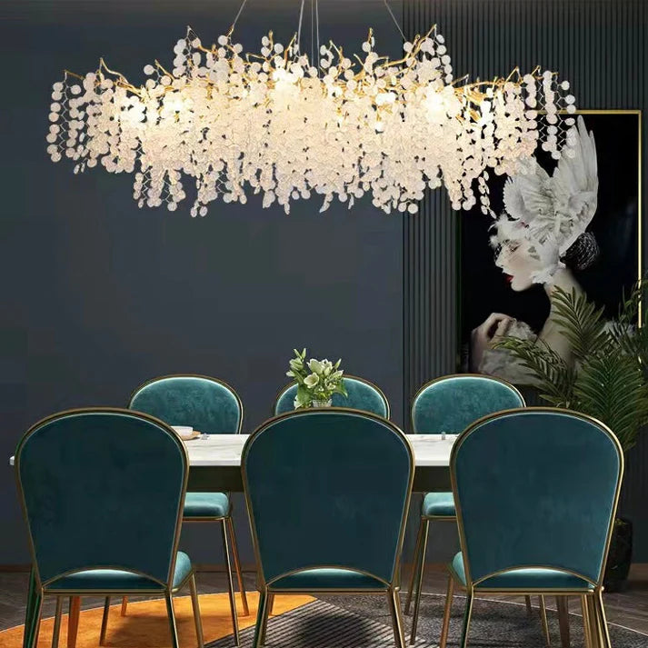 Luxury Branches Crystal Frosted Glass Chandelier
