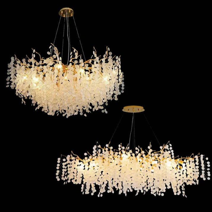 Luxury Branches Crystal Frosted Glass Chandelier