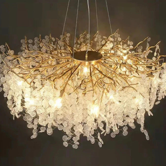 Luxury Branches Crystal Frosted Glass Chandelier