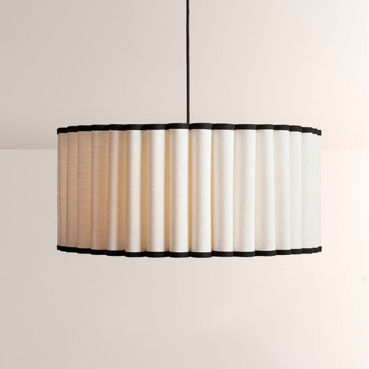Marie Pleated Linen & Black Trim Pendant