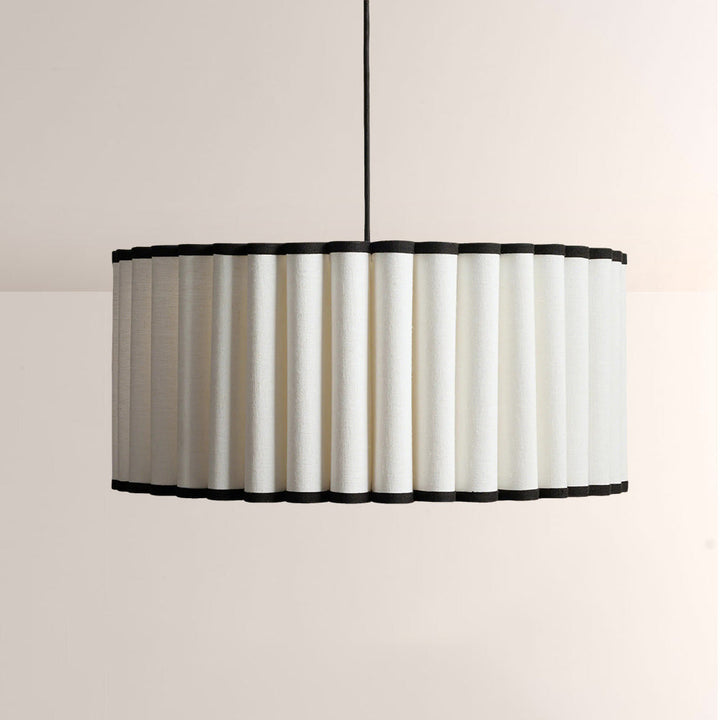 Marie Pleated Linen & Black Trim Pendant
