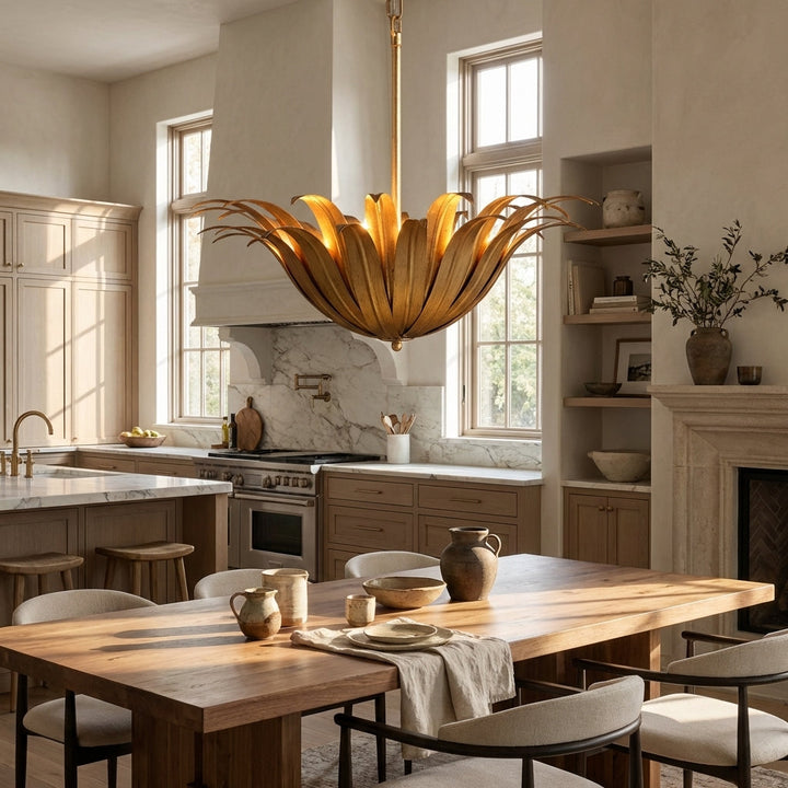 Metild Palm Leaf & Brass Pendant