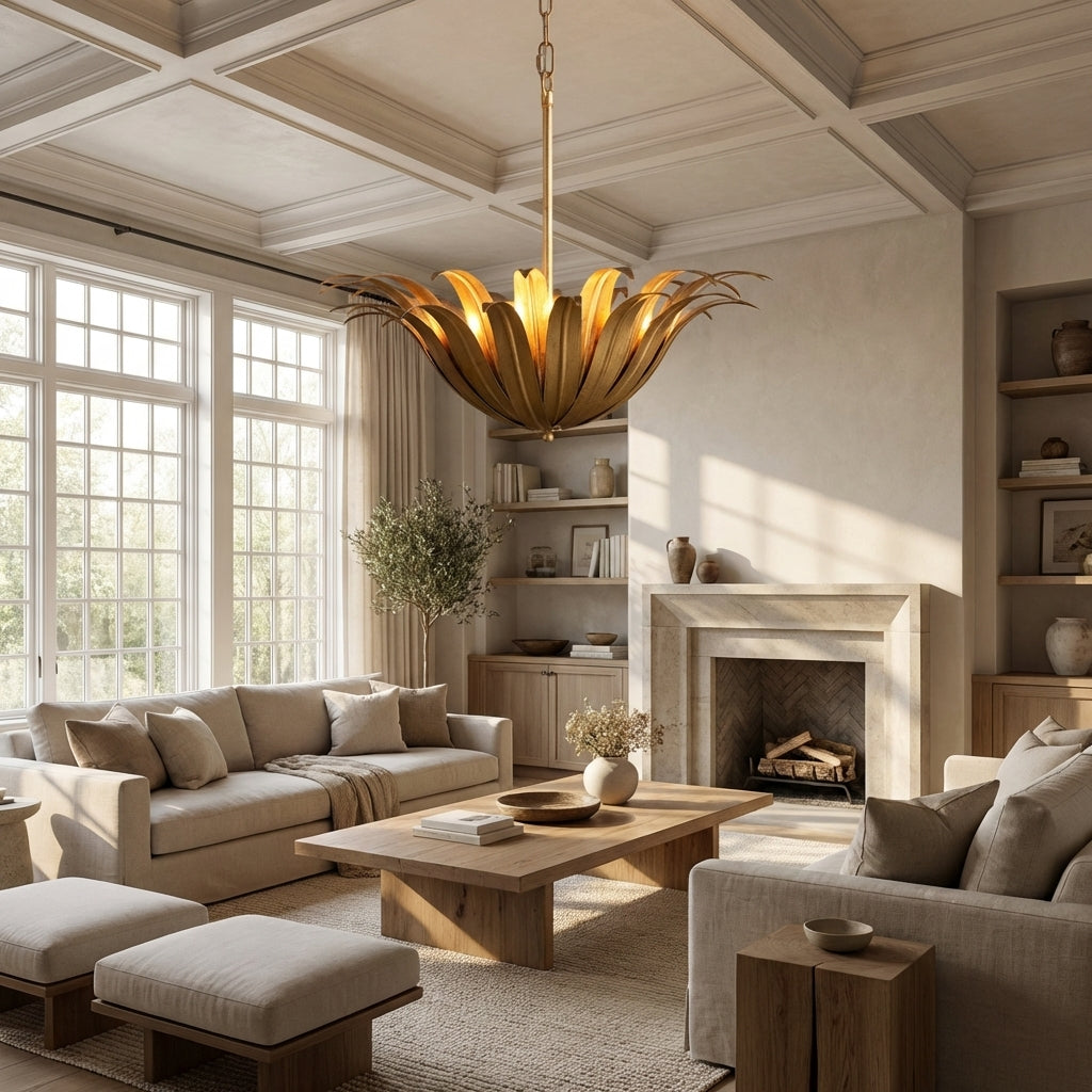 Metild Palm Leaf & Brass Pendant