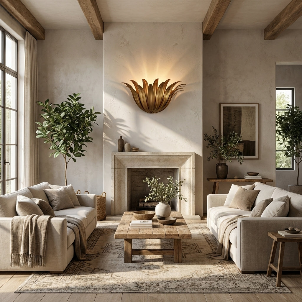 Metild Palm Leaf & Brass Sconce