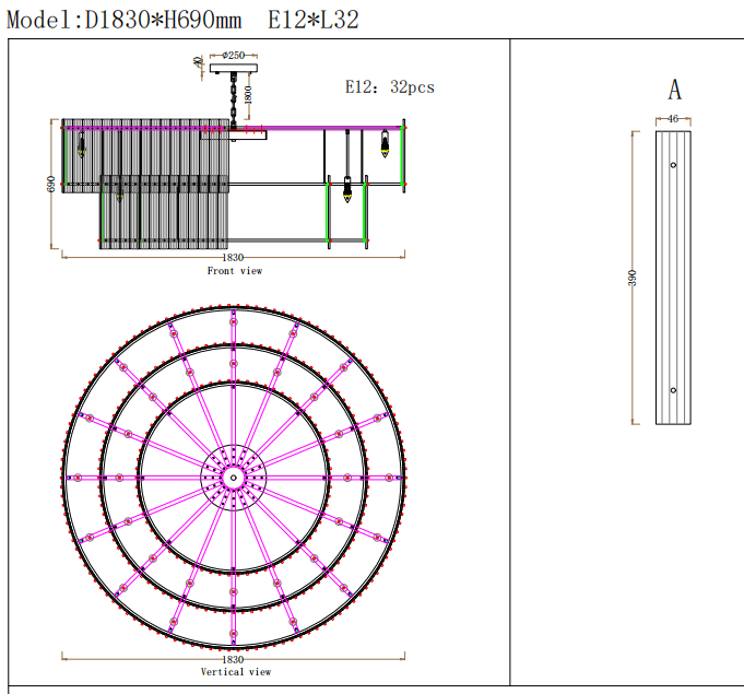 Mervin 2 Tier Round Chandelier 72''