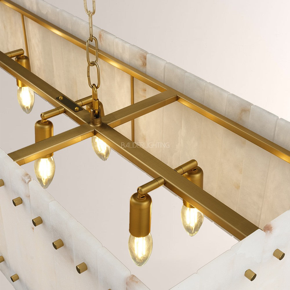 Mervin  Alabaster Linear Chandelier 54"