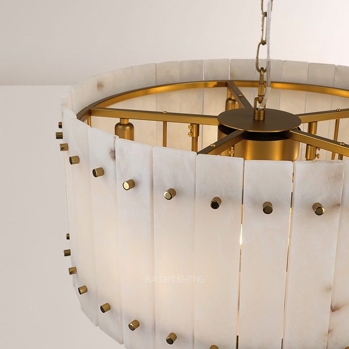 Mervin Alabaster Round 2-Tiered Chandelier 22"
