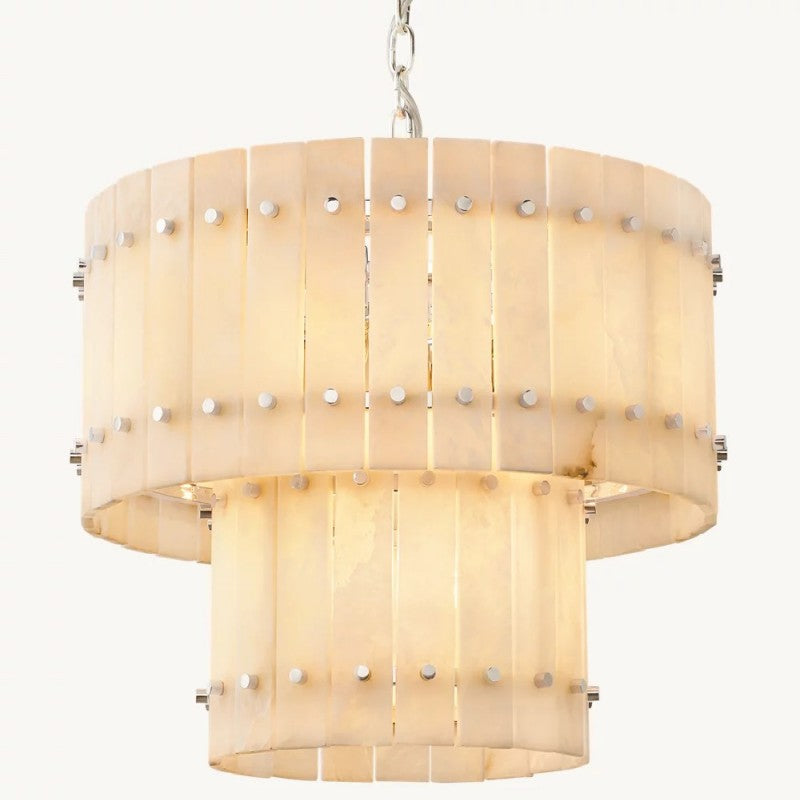 Mervin Alabaster Round 2-Tiered Chandelier 22"