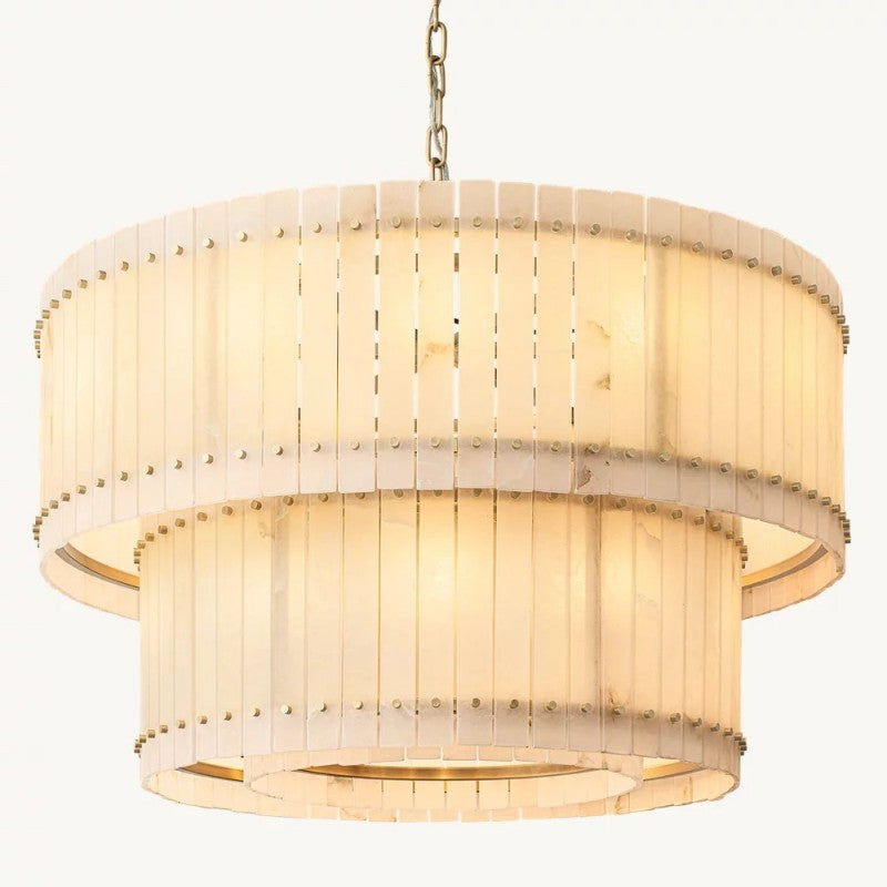 Mervin Alabaster Round 2-Tiered Chandelier 48"