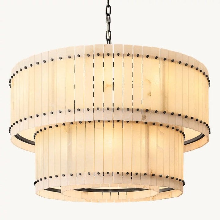 Mervin Alabaster Round 2-Tiered Chandelier 48"