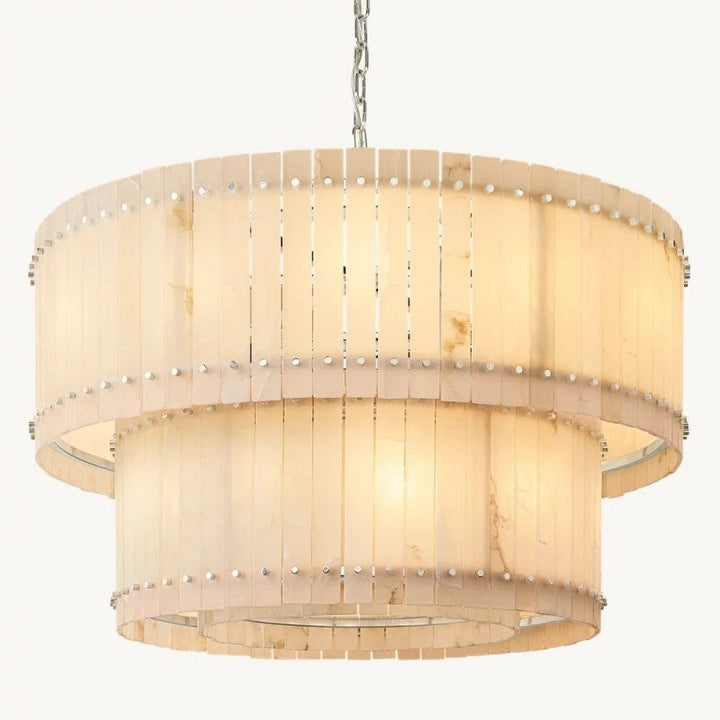 Mervin Alabaster Round 2-Tiered Chandelier 48"