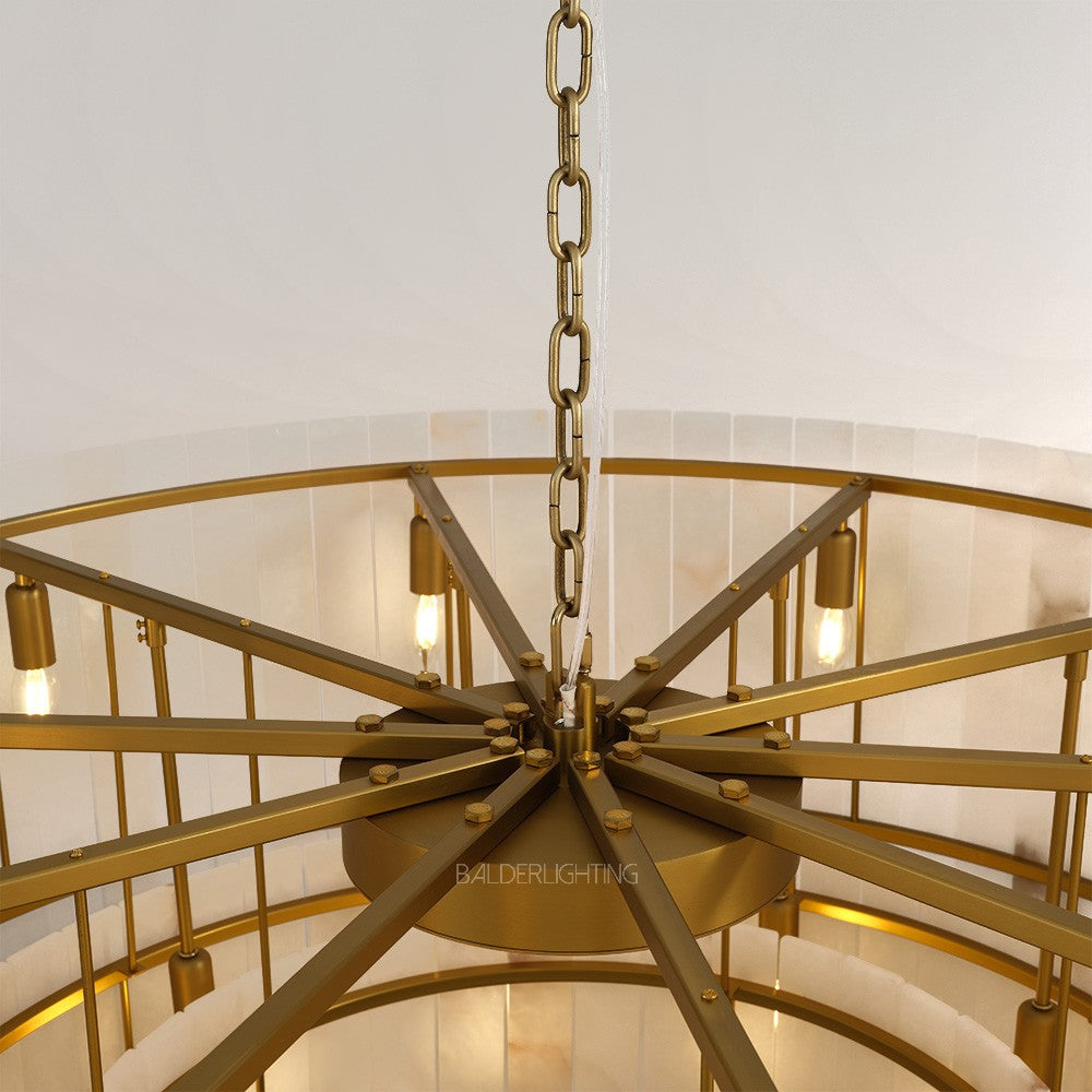 Mervin Alabaster Round 2-Tiered Chandelier 48"