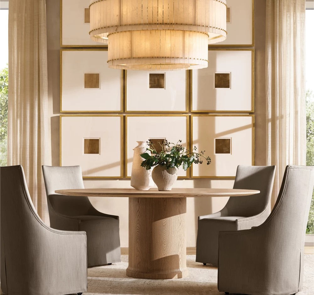 Mervin Alabaster Round 2-Tiered Chandelier 48"