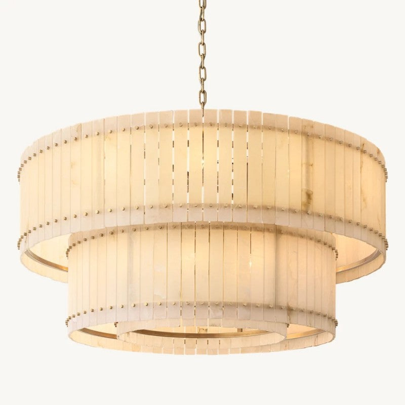 Mervin Alabaster Round 2-Tiered Chandelier 60"