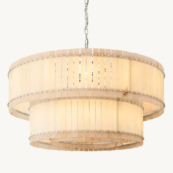 Mervin Alabaster Round 2-Tiered Chandelier 60"