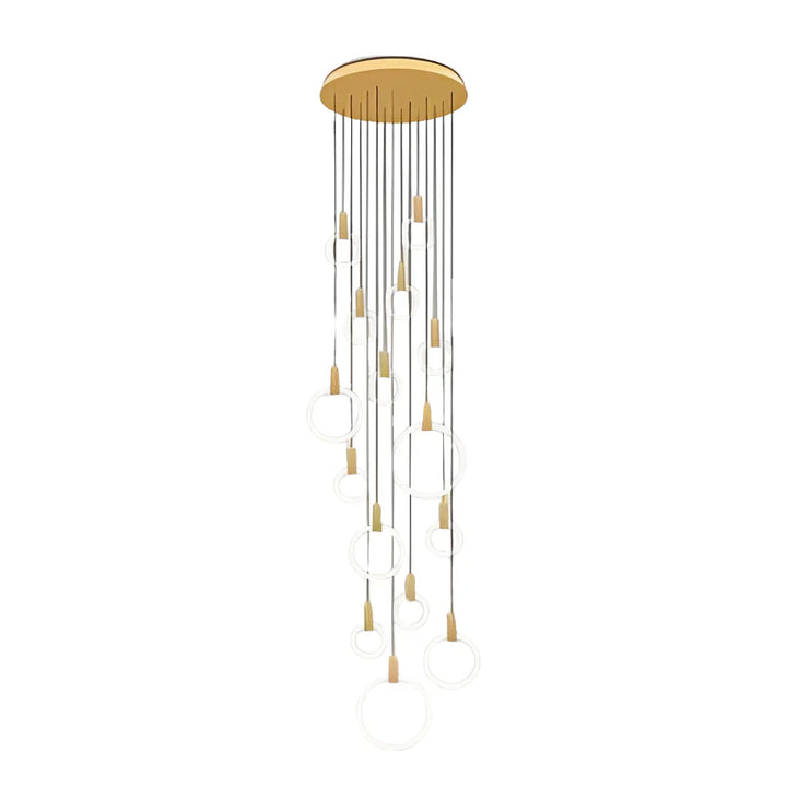Minimalist Rings Stepless Dimming LED Nordic Duplex Stair Chandelier