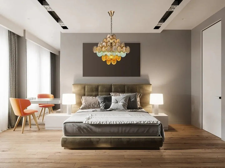 Mire Pastel Glass Cluster-Style Tiered Chandelier