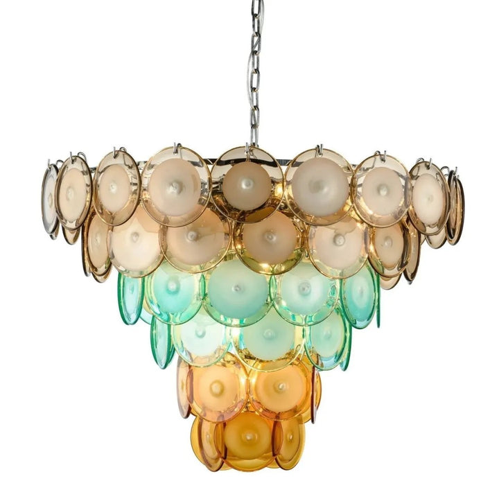 Mire Pastel Glass Tiered Chandelier