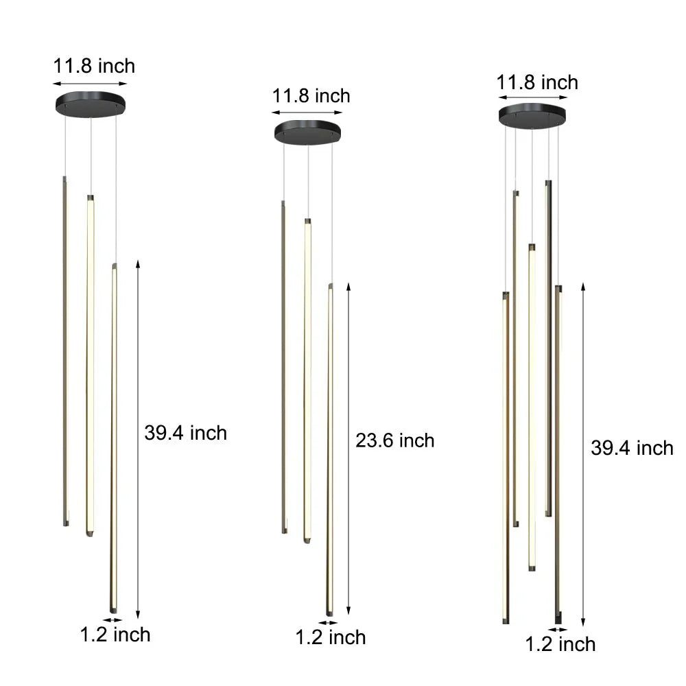 Modern Spiral Multi-Strip Chandelier