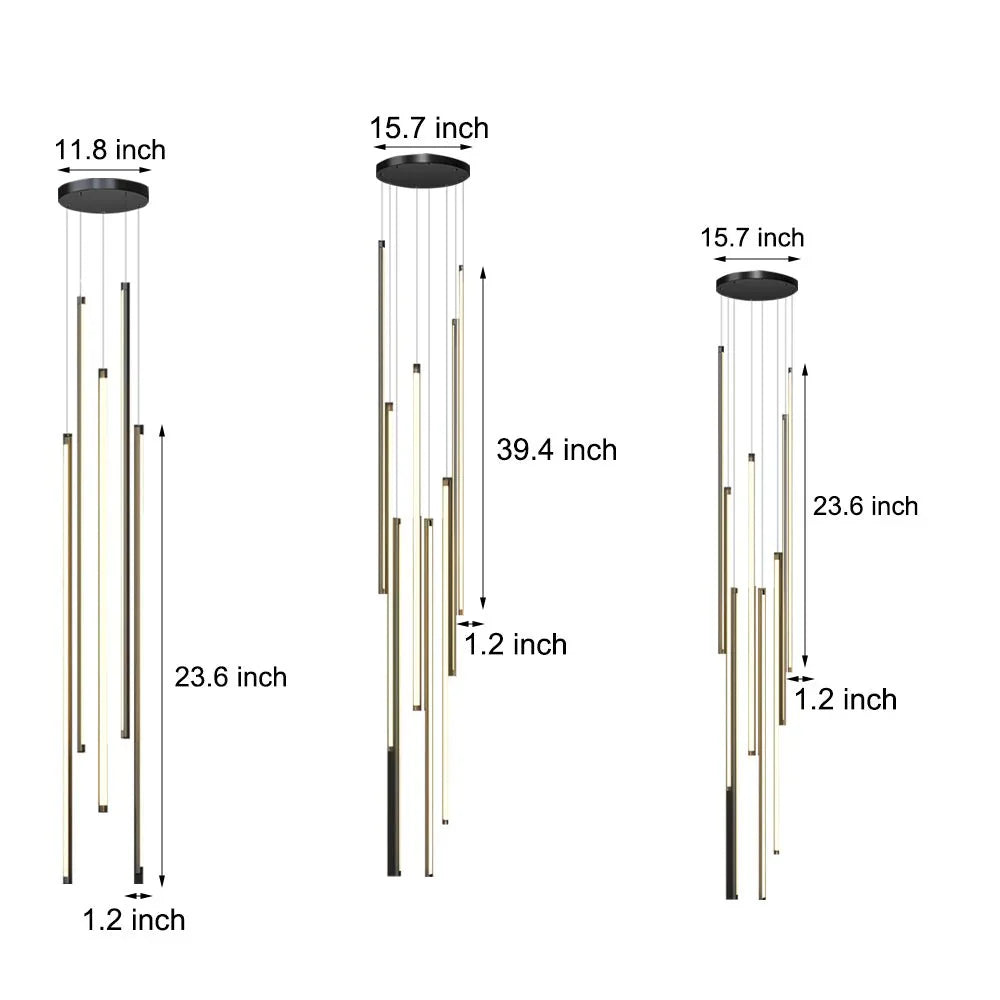 Modern Spiral Multi-Strip Chandelier