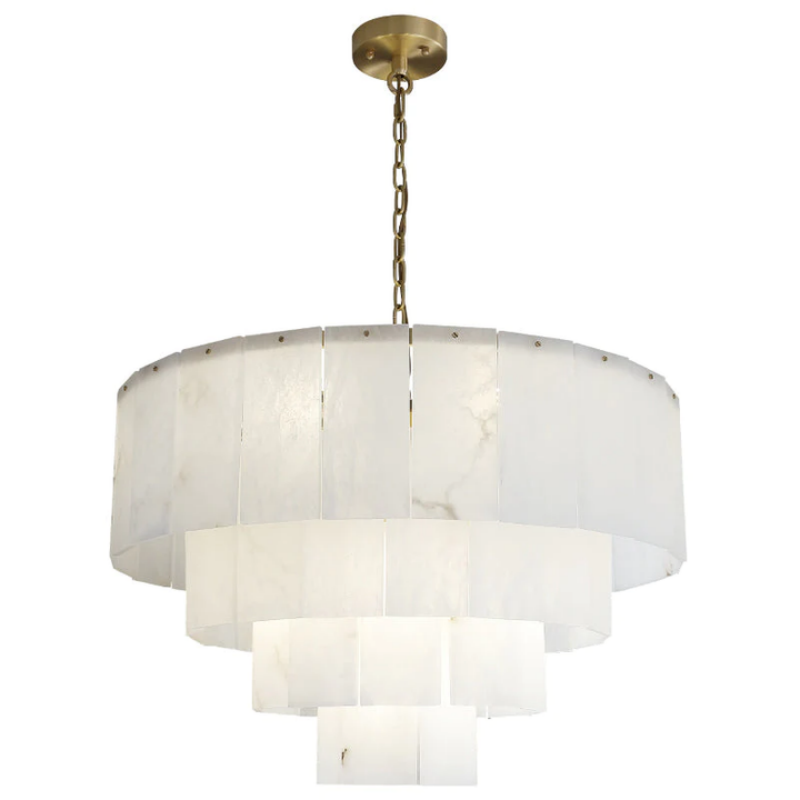 Modern Alabaster Multi-Layer Round Chandelier 35''D Customzied