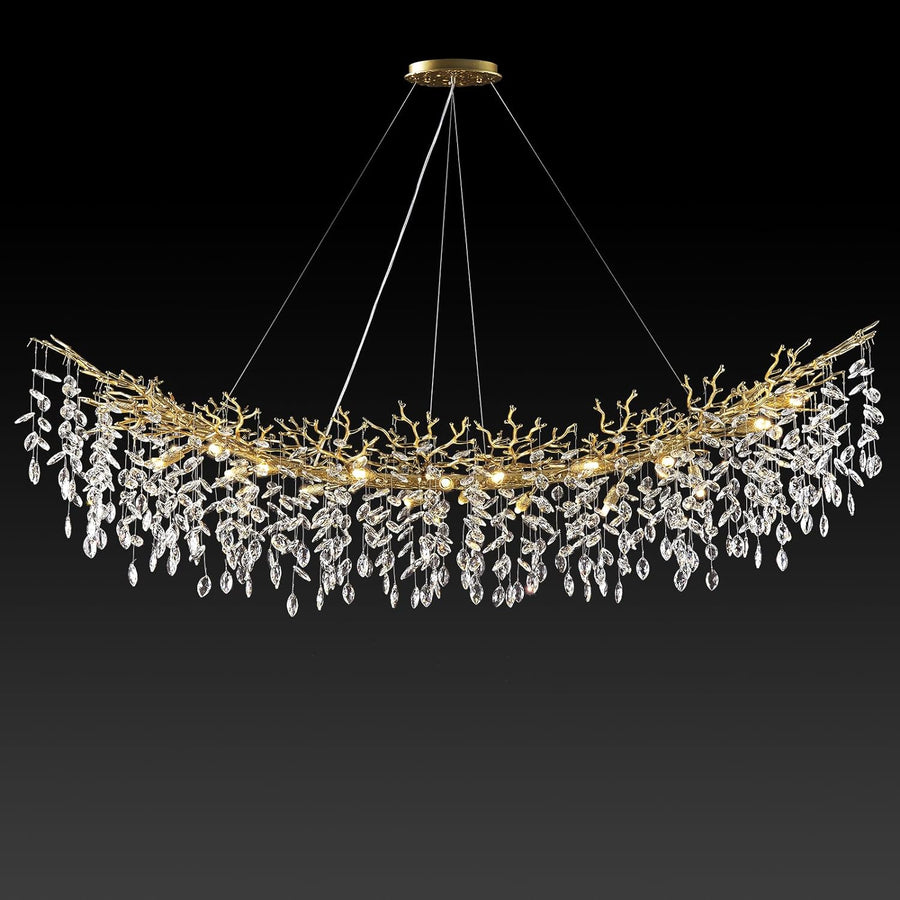 Modern Crystal Tree Branch Linear Chandelier for All Rooms 55" 72"