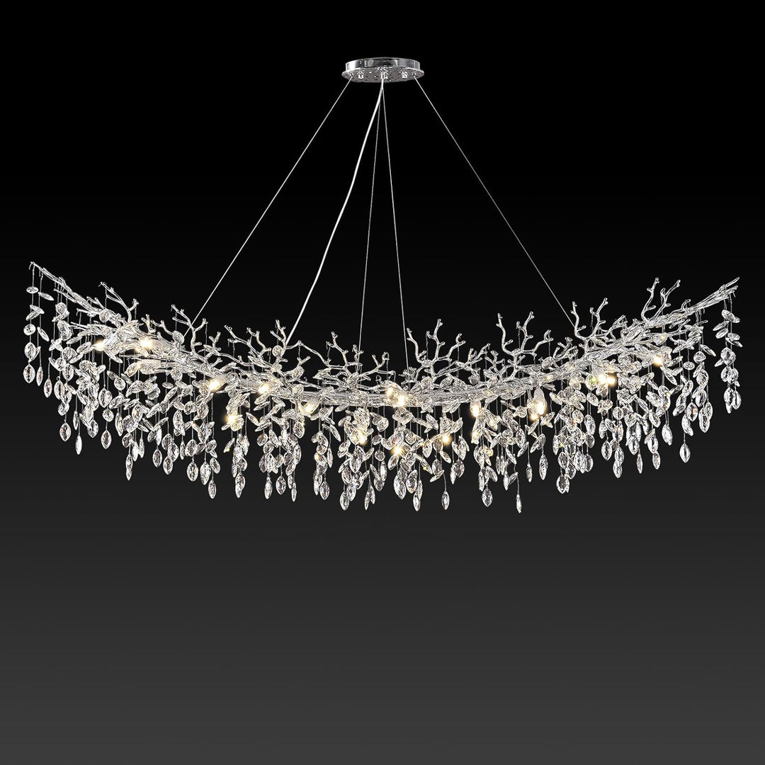 Modern Crystal Tree Branch Linear Chandelier for All Rooms 55" 72"