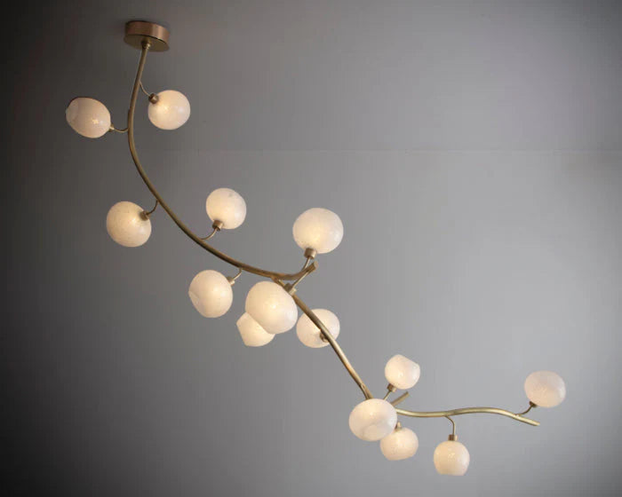 Modern Linear Brass Branches Chandelier for Dining Room
