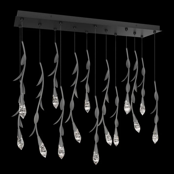 Modern Luxury Floating Branches Floral Crystal Chandelier with Rectangular Canopy